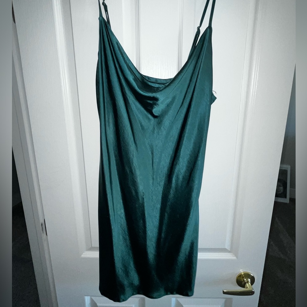 Nasty Gal emerald green cow neck dress